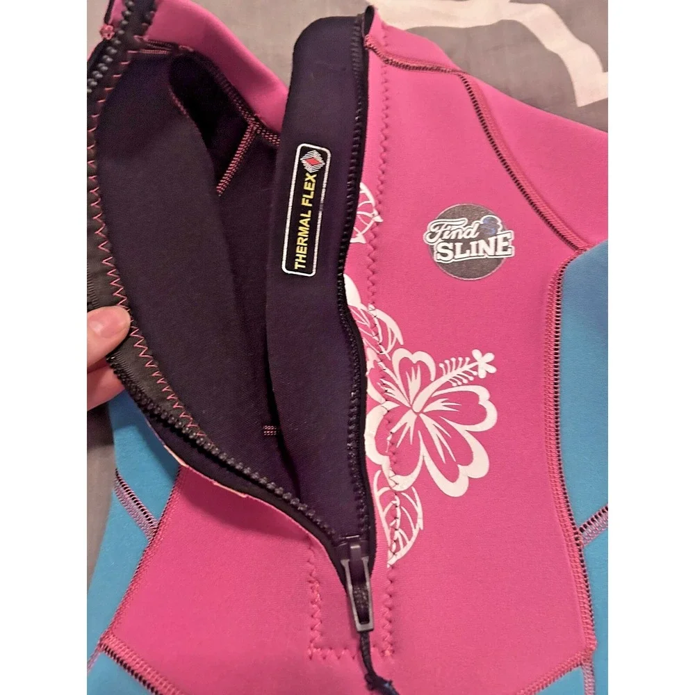 Wetsuit Girls Size Medium Pink Blue Scuba Surf Swim Thermal Flex Neoprene 3MM